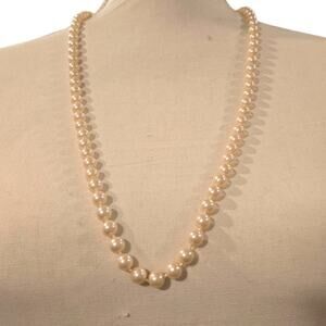 Necklace Marvella Imitation Pearl Beaded Cream Single Strand 30" Hook SKU2991